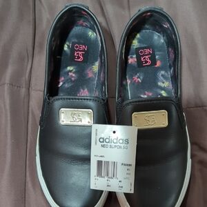 Adidas Black Slip-On Selena Gomez with Silver Accent Women's Size 8